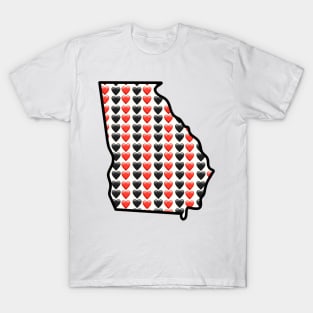 Georgia Red and Black Heart Emojis T-Shirt